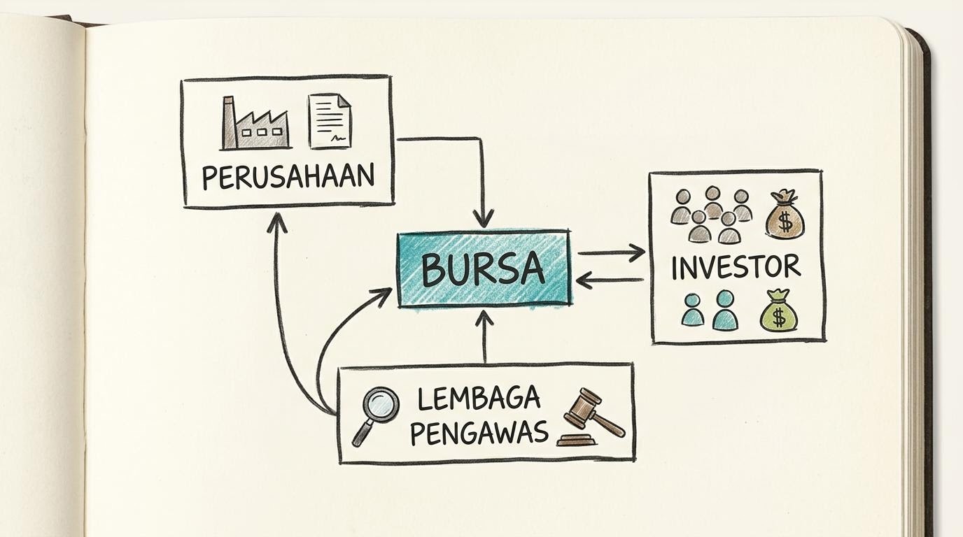 Sketsa alur sederhana cara kerja Bursa Efek Indonesia
