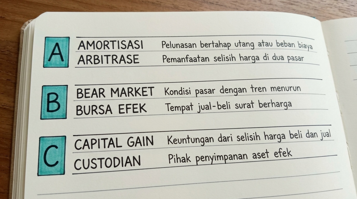 halaman glosarium istilah pasar modal tersusun rapi